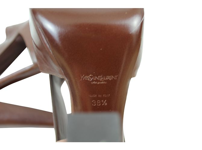 Décolleté Yves Saint Laurent Vanity Pelle Castano Castagno - vista 4