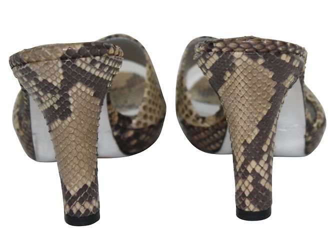 Free Lance Mules Python Leather Brown Cream - view 2
