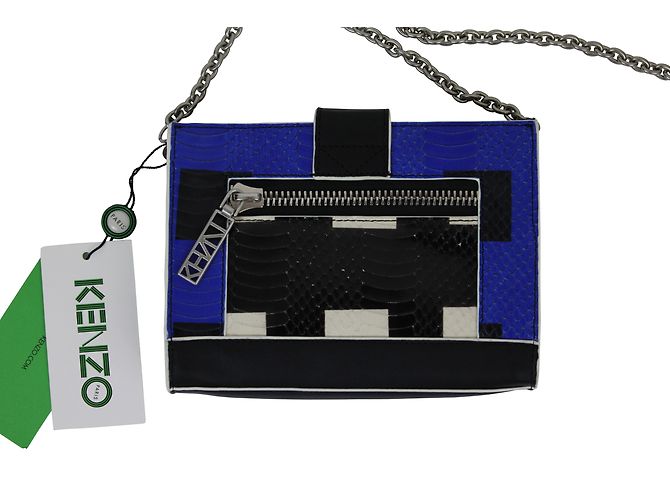 Borsa Kenzo Kalifornia in pelle blu e nera - vista 2