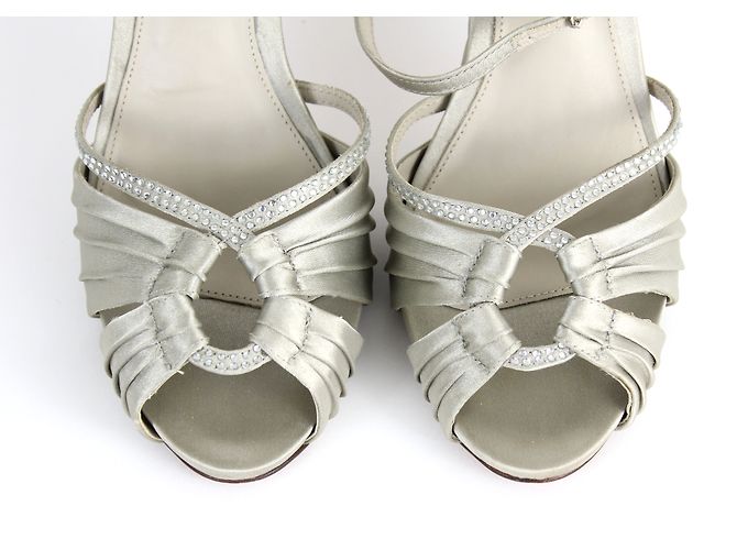 Pied à Terre Grey Satin Rhinestone Sandals Size 39 - view 3