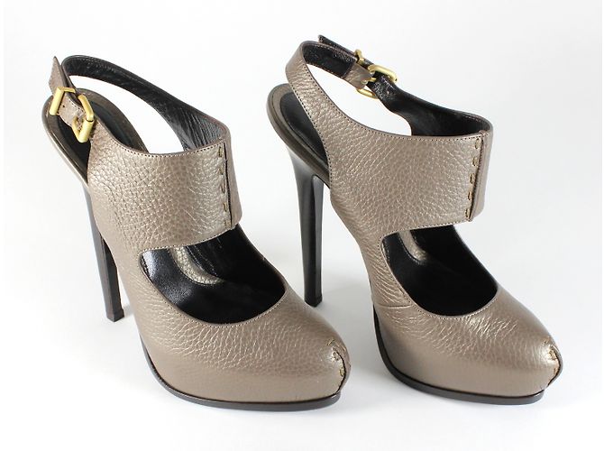 Fendi open-back leather pumps bronze - view 2