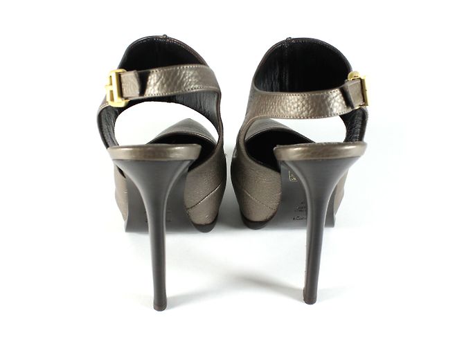 Fendi open-back leather pumps bronze - view 3