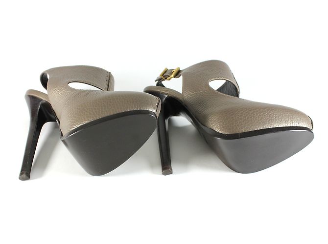 Fendi open-back leather pumps bronze - view 4