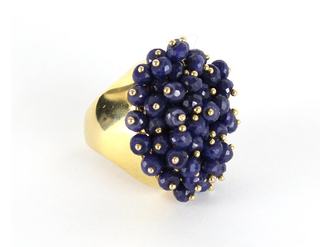Set Anello e Orecchini Blu e Oro inconnue D'oro - vista 2