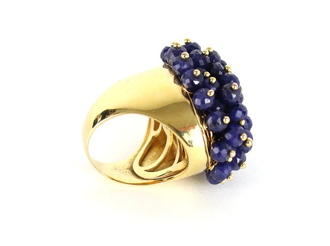 Set Anello e Orecchini Blu e Oro inconnue D'oro - vista 4