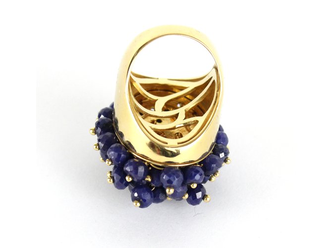 Set Anello e Orecchini Blu e Oro inconnue D'oro - vista 6