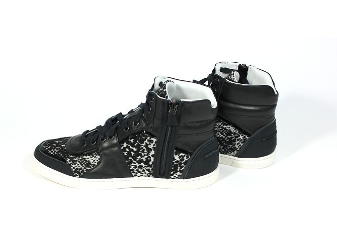 Sneakers alte Lanvin bianco e nero in pelle di agnello e cotone Taglia 38 - vista 3