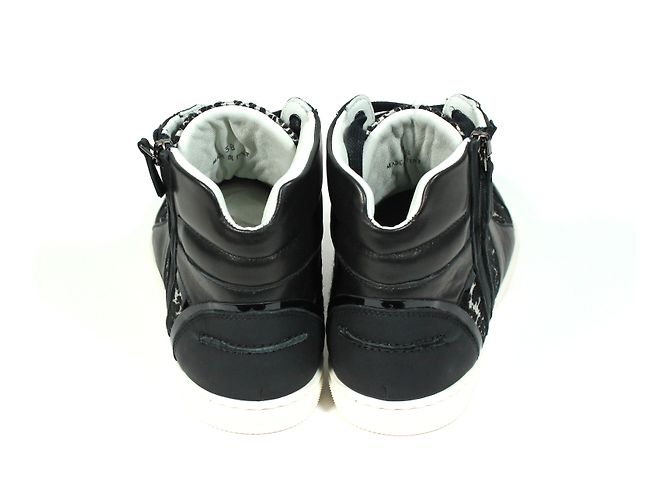 Sneakers alte Lanvin bianco e nero in pelle di agnello e cotone Taglia 38 - vista 4