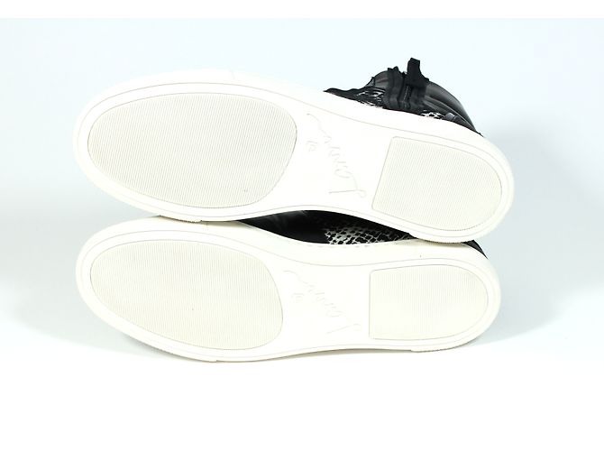 Sneakers alte Lanvin bianco e nero in pelle di agnello e cotone Taglia 38 - vista 5