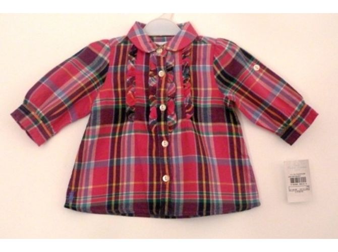Ralph Lauren Baby Mädchen Set Rosa Karohemd und Blaue Leggings 3 Monate - Ansicht 3