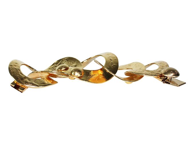 Brazalete Louis Vuitton de metal dorado con grandes anillos - vista 2