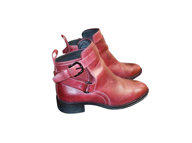 Botines Alexander McQueen de piel rojo oscuro Burdeos - vista 2