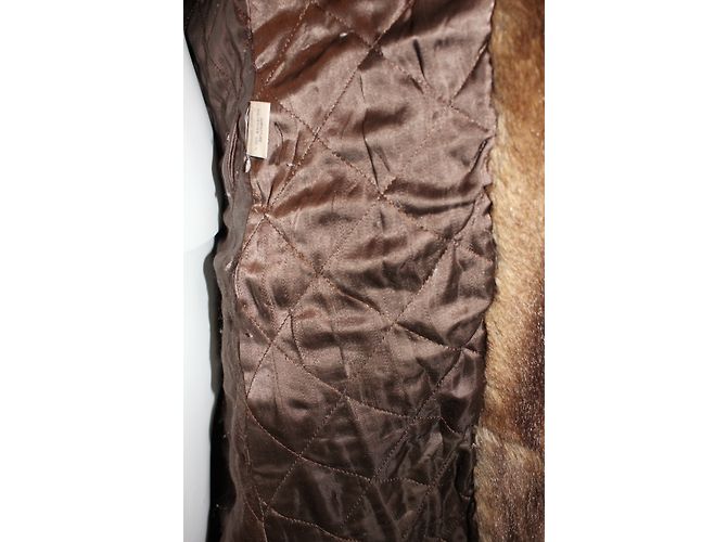 Used Jeans Giacca lunga in denim blu con revers in pelliccia - vista 5
