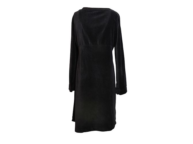 Bensimon Kleid aus braunem Samt mit V Ausschnitt - Ansicht 2