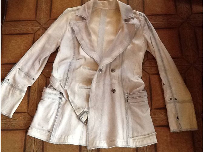 Gabardina de cuero beige Sylvie Schimmel - vista 3