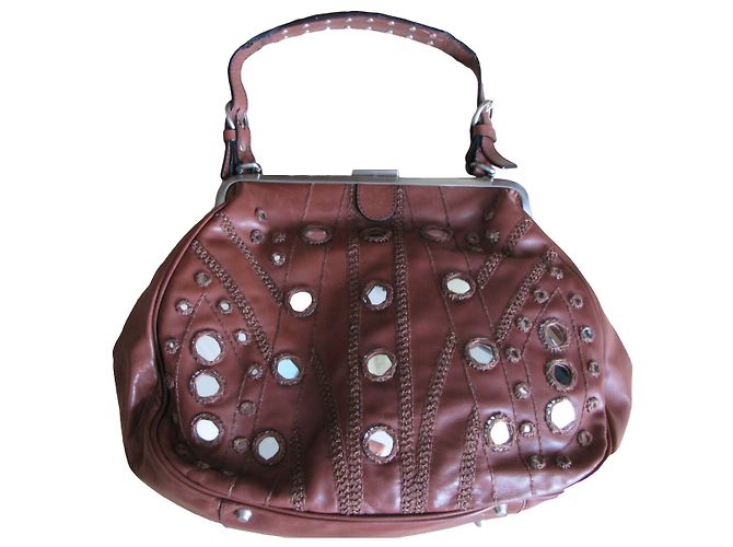 Barbara Bui Handtasche aus braunem Leder mit Spiegelelementen - Ansicht 2