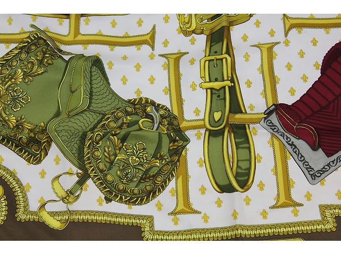 Hermès Schals Braun Grün Bordeaux Gelb - Ansicht 3