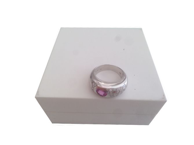 Anello Chopard Love in oro bianco con diamanti e zaffiro rosa Argento - vista 2