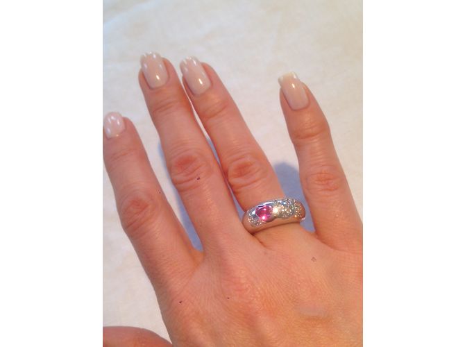 Anello Chopard Love in oro bianco con diamanti e zaffiro rosa Argento - vista 3