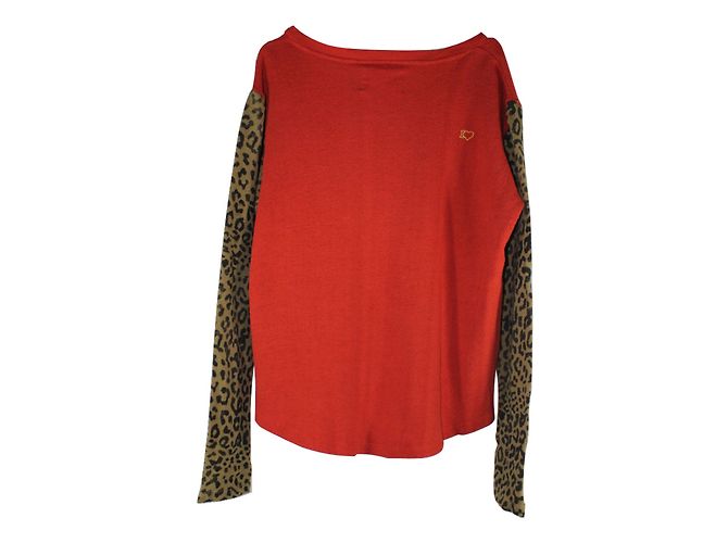Leon & Harper Sweat-shirt Orange Imprimé léopard - vue 2