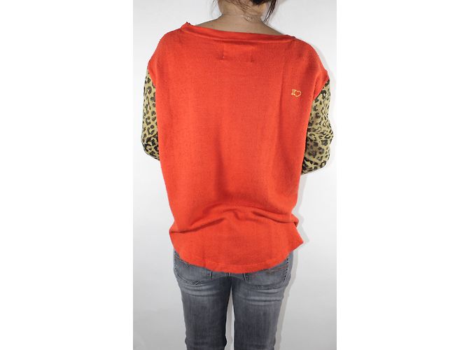Leon & Harper Sweat-shirt Orange Imprimé léopard - vue 4