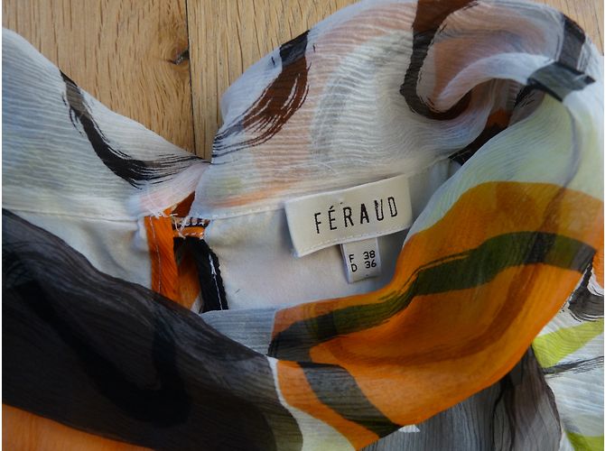 Abito Louis Féraud in chiffon di seta arancione e giallo Multicolore - vista 5