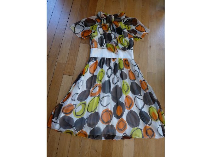 Abito Louis Féraud in chiffon di seta arancione e giallo Multicolore - vista 6