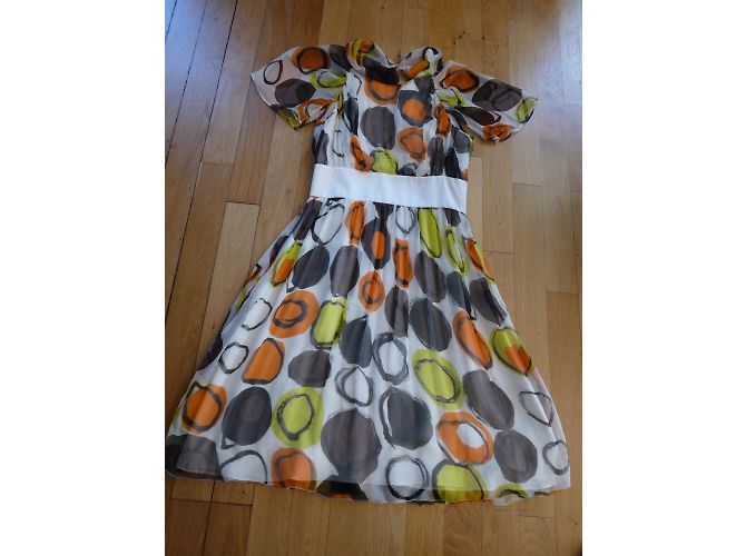 Abito Louis Féraud in chiffon di seta arancione e giallo Multicolore - vista 7