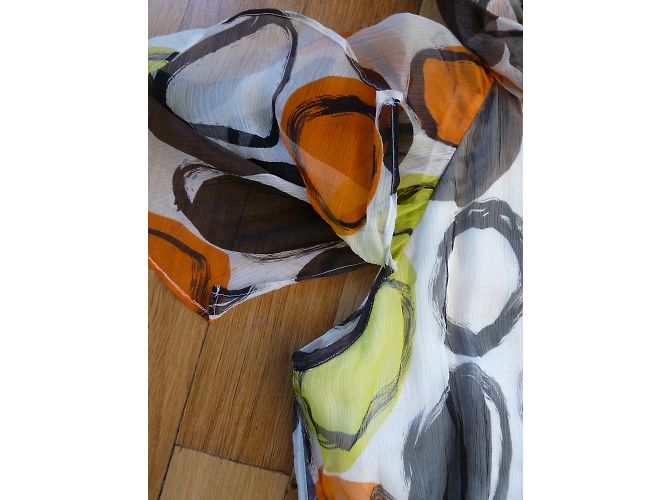 Abito Louis Féraud in chiffon di seta arancione e giallo Multicolore - vista 8