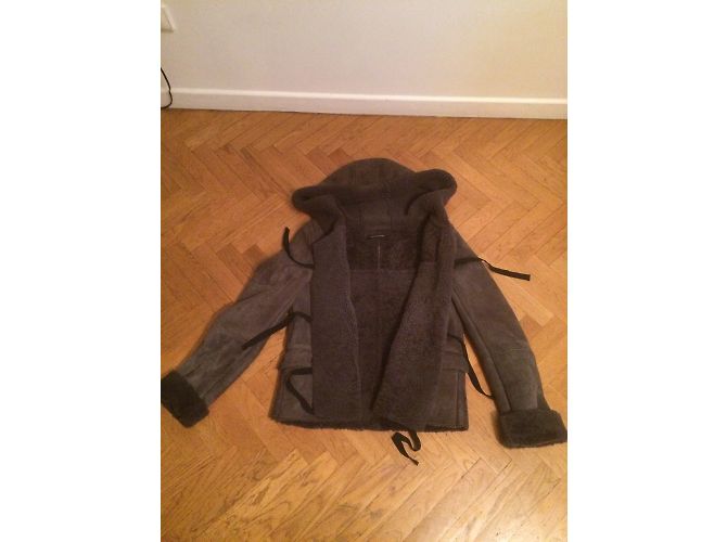 Chaqueta Madame A Paris de lana gris con cierres de shearling - vista 4