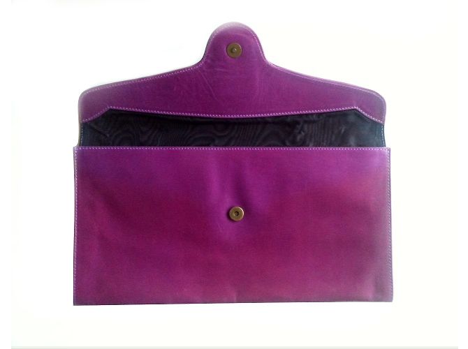 Pochette Dries Van Noten in pelle viola Porpora - vista 2