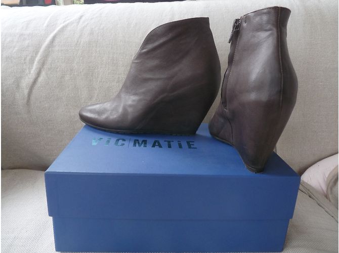 Autre Marque Botines VIC MATIE de piel taupe 38 Marrón claro - vista 3
