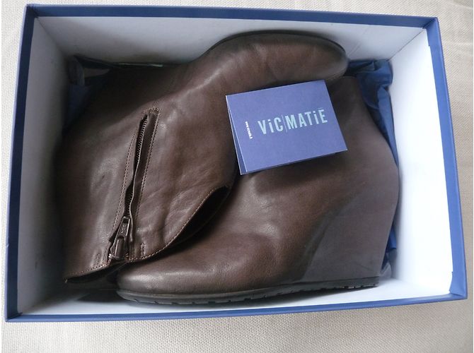 Autre Marque Botines VIC MATIE de piel taupe 38 Marrón claro - vista 5