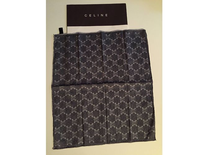 Céline Seidenschal Logo Blau Marine Baumwolle - Ansicht 6