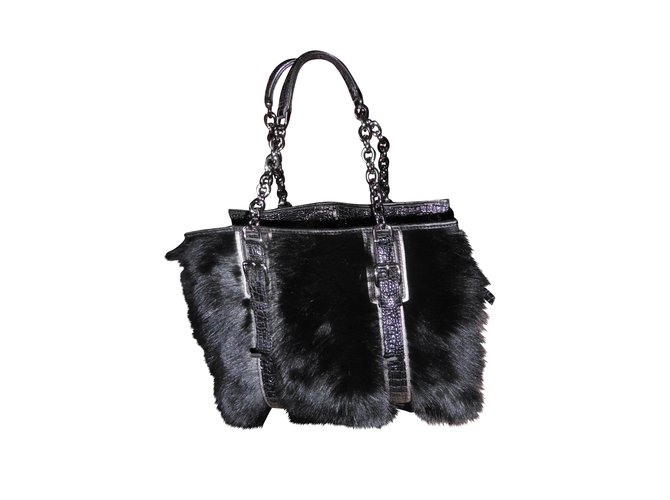 Longchamp Handbags Black Fur ref.7631 - Joli Closet