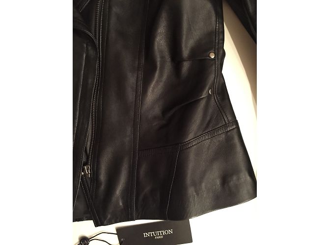Autre Marque Intuition Lammnappa Lederjacke schwarz - Ansicht 5