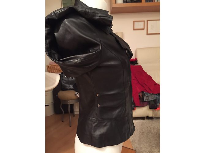 Autre Marque Intuition Lammnappa Lederjacke schwarz - Ansicht 6