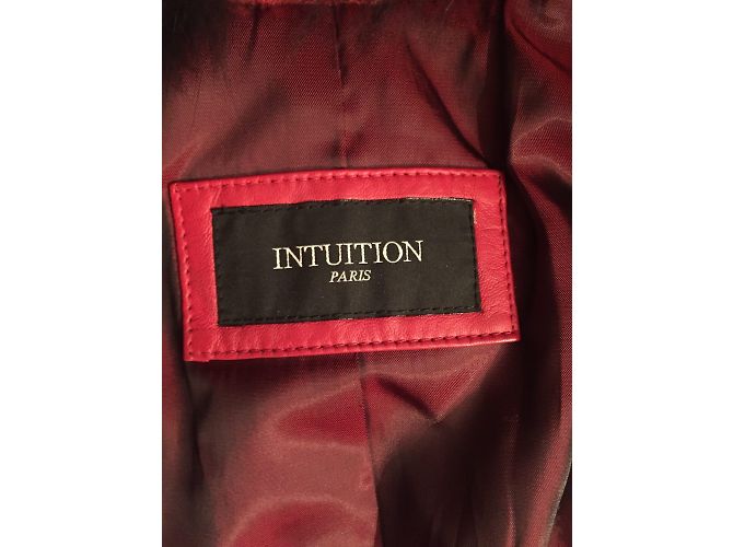 Autre Marque Intuition rote Lederjacke mit abnehmbarem Pelzkragen - Ansicht 4