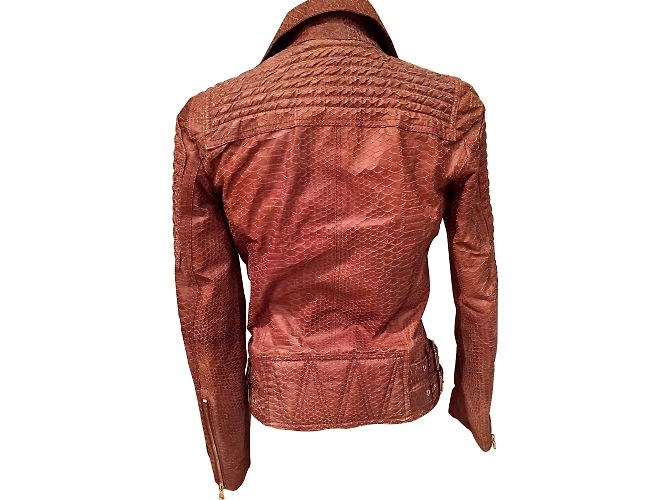 Autre Marque Patago Biker Jacket Caramel Reptile Leather 36 - view 2