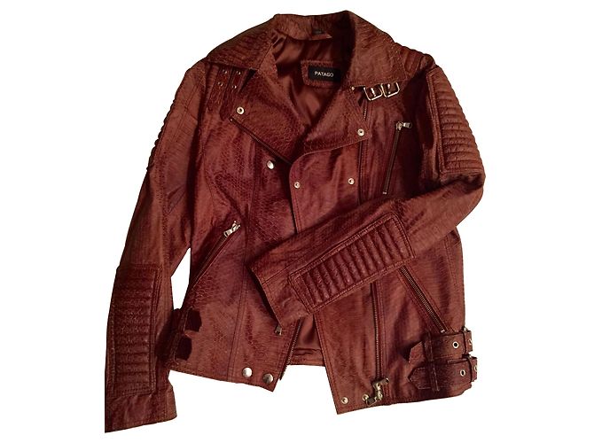 Autre Marque Patago Biker Jacket Caramel Reptile Leather 36 - view 3