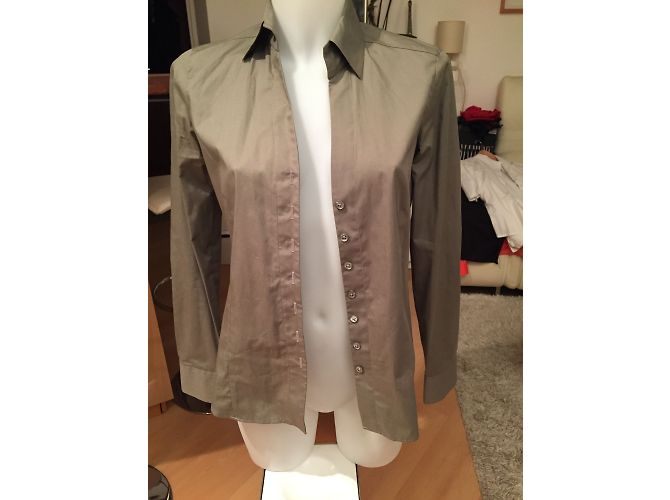 Autre Marque Eterna Khaki Bluse aus Bio-Baumwolle Größe 34 - Ansicht 3