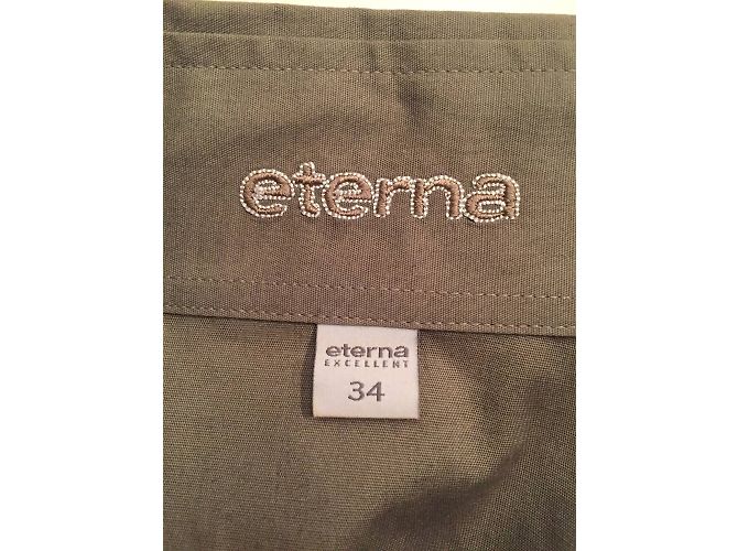 Autre Marque Eterna Khaki Bluse aus Bio-Baumwolle Größe 34 - Ansicht 5