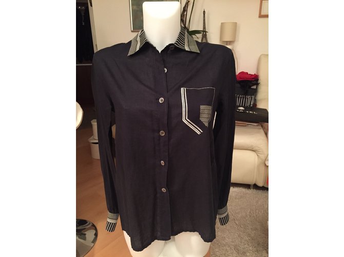 Autre Marque Camicia Le Bourget Nera in Cotone Nero - vista 4