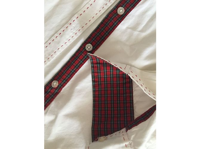 Autre Marque Camicia bianca in cotone con dettagli scozzesi rossi Multicolore - vista 4