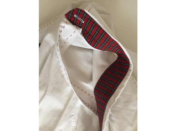 Autre Marque Camicia bianca in cotone con dettagli scozzesi rossi Multicolore - vista 5