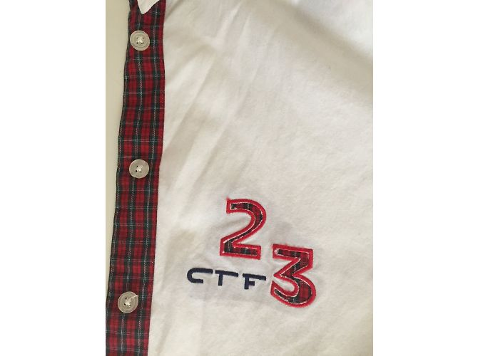 Autre Marque Camicia bianca in cotone con dettagli scozzesi rossi Multicolore - vista 6