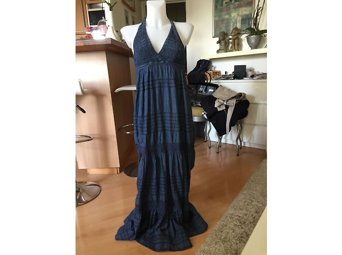 Vestido maxi de denim azul Rene Derhy tamanho S - vista 3