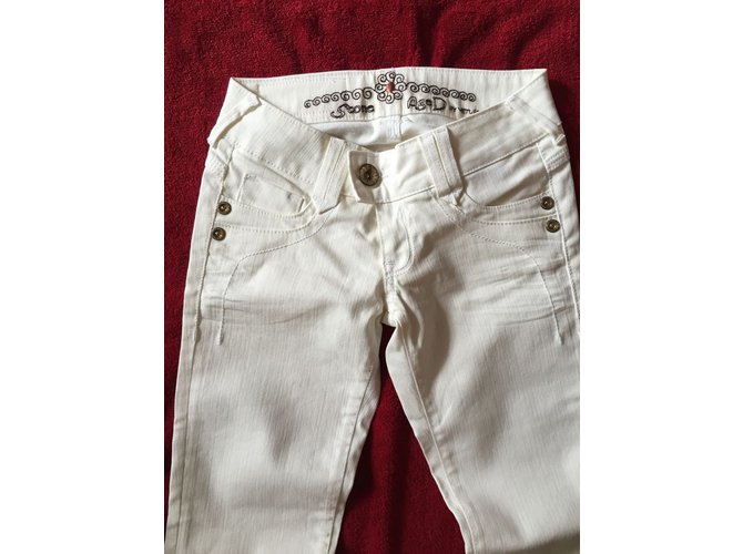 Autre Marque Jeans slim blancas elásticas Stone Aged de denim Blanco - vista 3