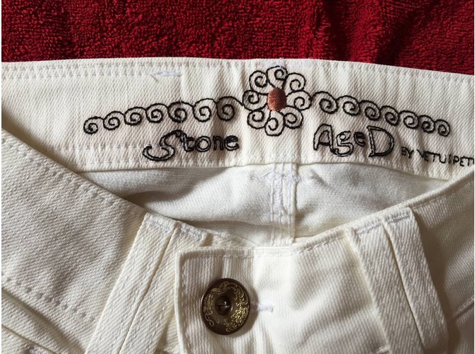Autre Marque Jeans slim blancas elásticas Stone Aged de denim Blanco - vista 4