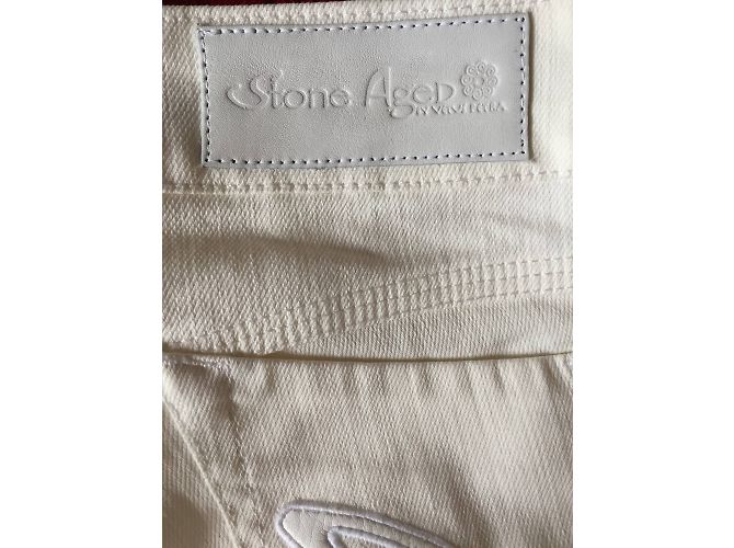 Autre Marque Jeans slim blancas elásticas Stone Aged de denim Blanco - vista 5